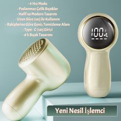 Heyplus Xiaomi Tüy Toplayacı Şarjlı 4 Hız Kademesi Çelik Bıçaklı Dijital Ekranlı