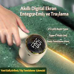 Heyplus Xiaomi Tüy Toplayacı Şarjlı 4 Hız Kademesi Çelik Bıçaklı Dijital Ekranlı