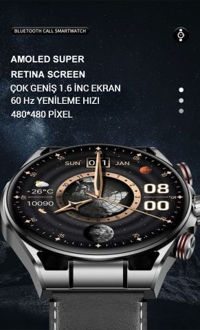 Xiaomi Heyplus GTR Akıllı Saat Bluetooth 5.2 Sesli Görüşme 1.60 inc Amoled Ekran Siyah